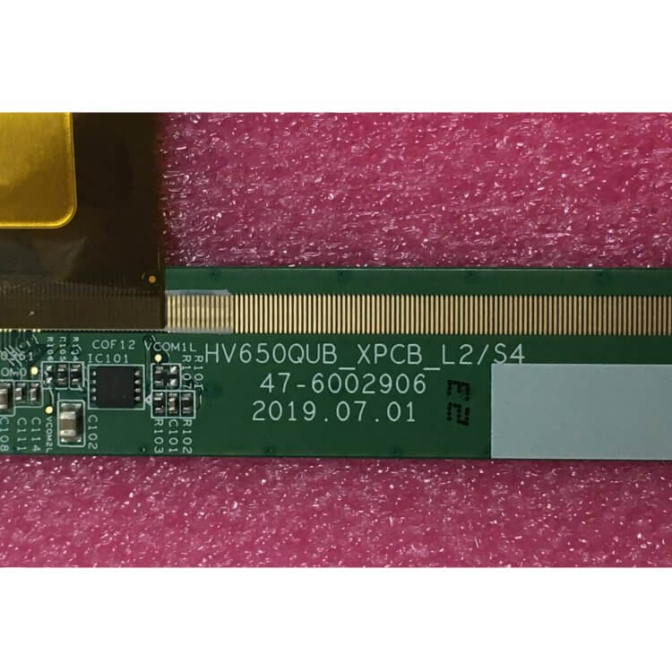 showing LCD TV screen of modle name appearance and information