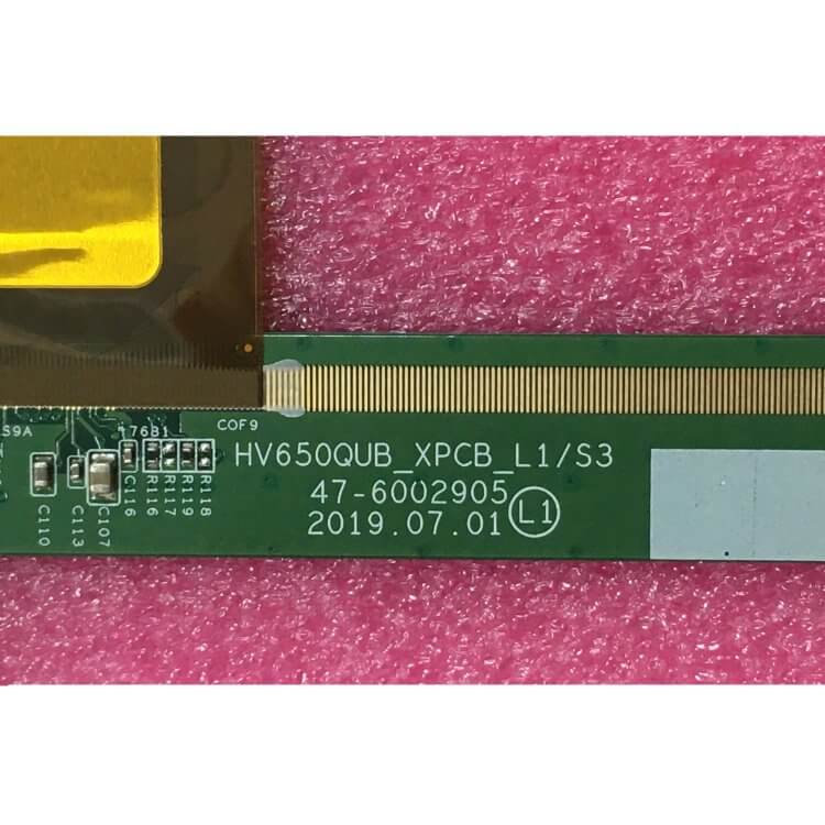 showing LCD TV screen of modle name appearance and information