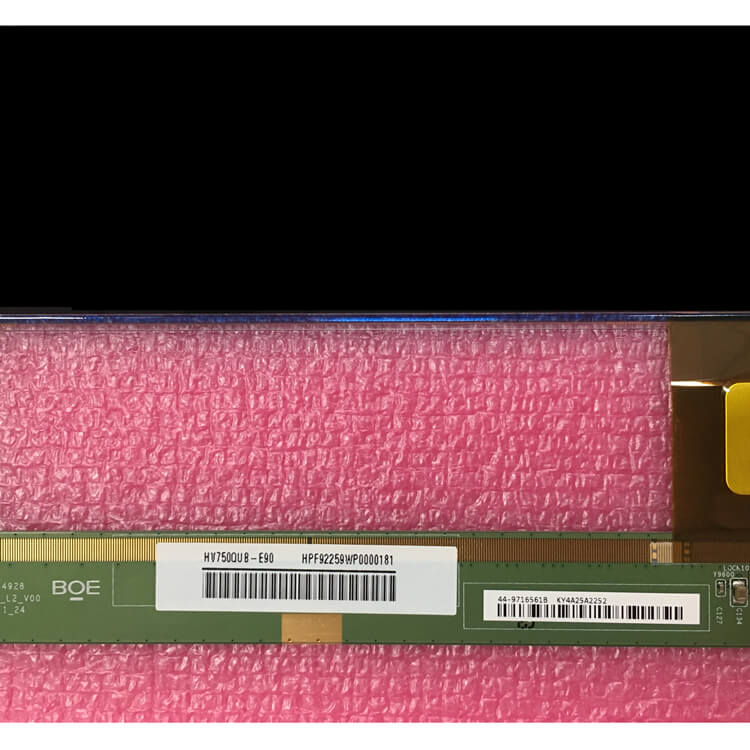 showing LCD TV screen of modle name appearance and information